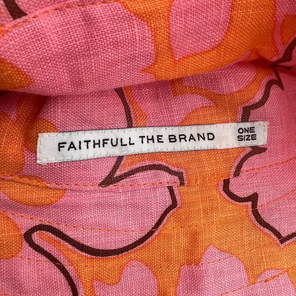 Faithful The Brand Linen Bucket Hat Paraiso Floral Pink Orange